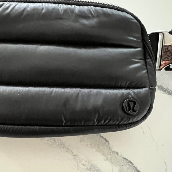 lululemon Everywhere Crossbody - Quilted Black Nylon with Silver Metal Harrdware - Picture 3 of 10
